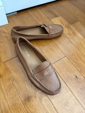 COACH Women's Tan Pebbled Leather Loafers